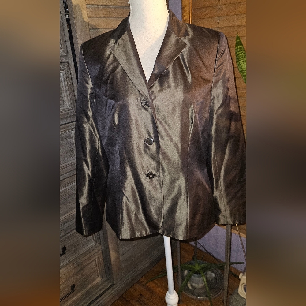 Ann Taylor Shiny Dark Gray Blazer